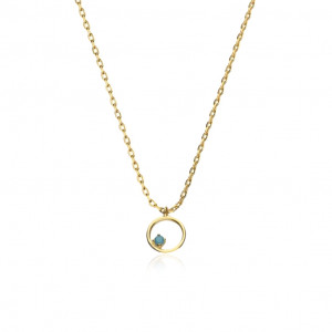 Lantisor argint placat cu aur galben cu pandantiv cerc cu piatra turcoaz DiAmanti N03921-1-AS (Argint 925‰ 1,85 g.)